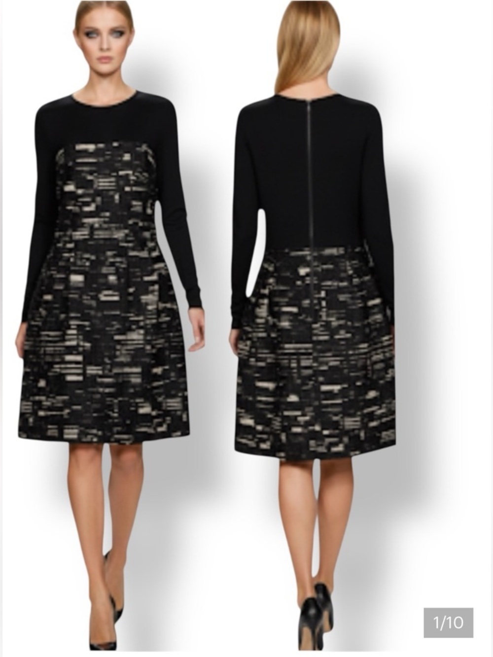 PIAZZA SEMPIONE Made in Italy Textured Wool Blend Knee-Length Dress Size US 10